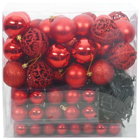 vidaXL Kerstbal Set met 300 LED 120 pcs Rood Kunststof afbeelding3 - 1