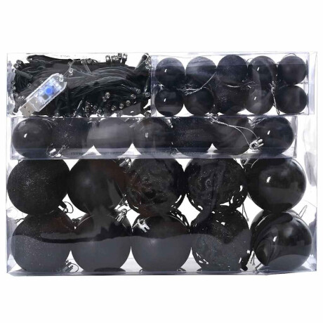 vidaXL Kerstbal Set met 150 LED 61 pcs Zwart Kunststof afbeelding3 - 1