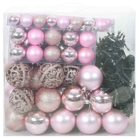 vidaXL Kerstbal Set met 300 LED 120 pcs Roze Kunststof afbeelding3 - 1