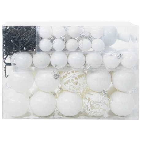 vidaXL Kerstbal Set met 150 LED 61 pcs Wit Kunststof afbeelding3 - 1