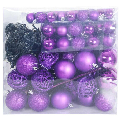 vidaXL Kerstbal Set met 300 LED 120 pcs Lila Kunststof afbeelding3 - 1