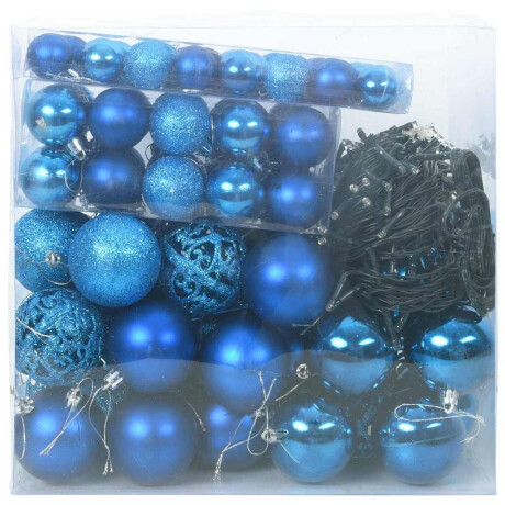 vidaXL Kerstbal Set met 300 LED 120 pcs Blauw Kunststof afbeelding3 - 1