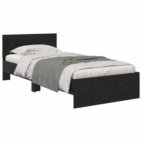 vidaXL Bedframe met hoofdeinde Zwart Eiken 90 x 200 cm Bewerkt hout afbeelding3 - 1