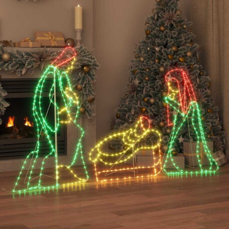 vidaXL Verlichte Kerstscene met 550 LED Multikleur 112 x 71,5 cm PVC afbeelding3 - 1
