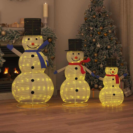 vidaXL Kerst Sneeuwman Familie met 270 LED 3 pcs Warmwit Stof afbeelding3 - 1