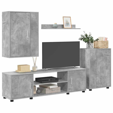 vidaXL 4 Delige TV Kast Set met plank 4 pcs Betongrijs Bewerkt hout afbeelding3 - 1