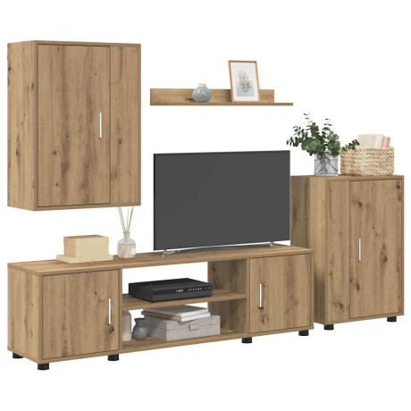 vidaXL 4 Delige TV Kast Set 4 pcs artisanaal eikenkleurig Bewerkt hout afbeelding3 - 1
