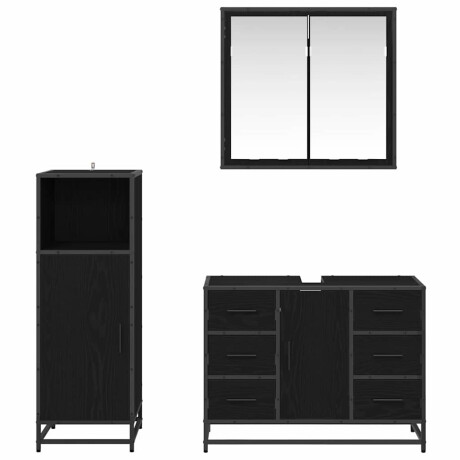 vidaXL Badkamermeubelset met lade 3 pcs Zwart eiken 80 x 33 x 60 cm afbeelding3 - 1