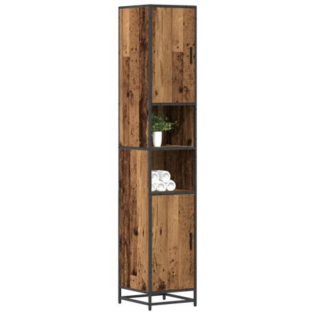 vidaXL Badkamer Kast Oud hout 35 x 37.5 x 188.5 cm Bewerkt hout afbeelding3 - 1