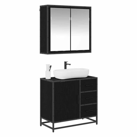 vidaXL Badkamermeubelset met lade 2 pcs Zwart eiken 65 x 33 x 60 cm afbeelding3 - 1