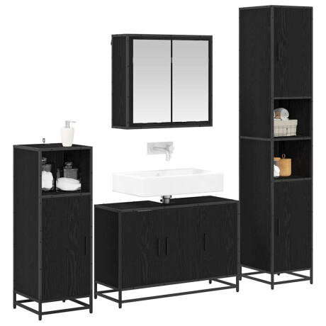 vidaXL Badkamermeubelset met opslag 4 pcs Zwart eiken 90 x 33 x 60 cm afbeelding3 - 1