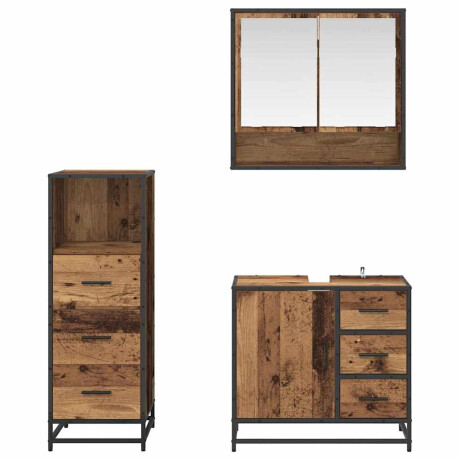 vidaXL Badkamermeubelset 3 pcs Oud hout 65 x 33 x 60 cm Bewerkt hout afbeelding3 - 1