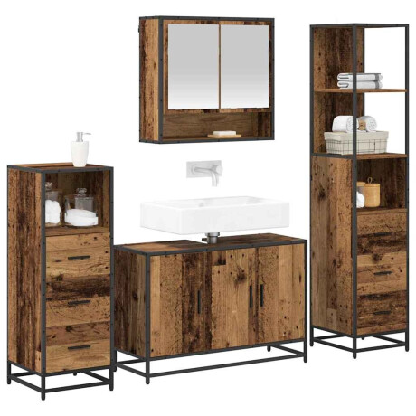 vidaXL Badkamermeubelset met lade 4 pcs Oud Hout Bewerkt hout afbeelding3 - 1