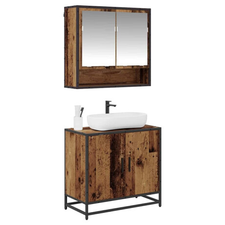 vidaXL Badkamermeubelset met plank 2 pcs Oud Hout Bewerkt hout afbeelding3 - 1