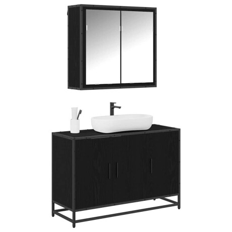 vidaXL Badkamermeubelset met opslag 2 pcs Zwart eiken 90 x 33 x 60 cm afbeelding3 - 1