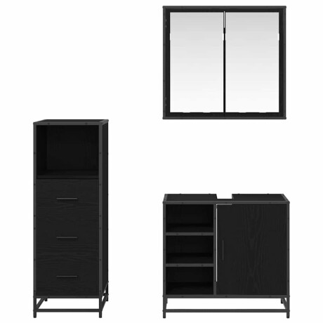 vidaXL Badkamermeubelset met lade 3 pcs Zwart eiken 65 x 33 x 60 cm afbeelding3 - 1