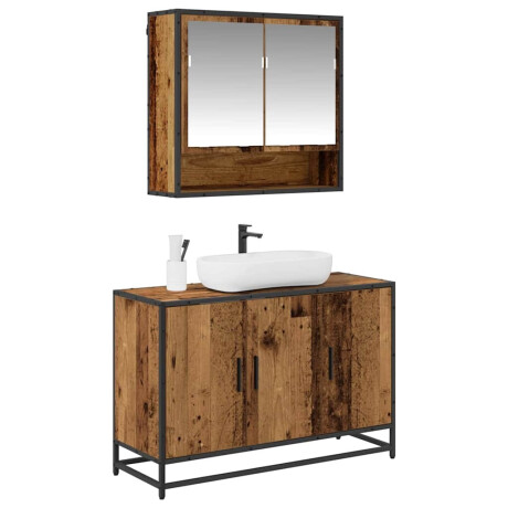 vidaXL Badkamermeubelset met plank 2 pcs Oud Hout Bewerkt hout afbeelding3 - 1