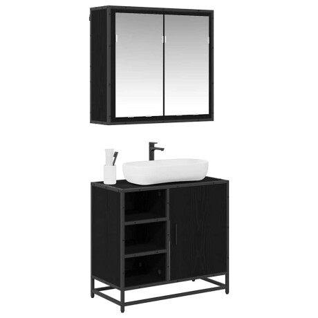 vidaXL Badkamermeubelset met opslag 2 pcs Zwart eiken 65 x 33 x 60 cm afbeelding3 - 1