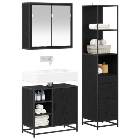 vidaXL Badkamermeubelset met lade 3 pcs Zwart eiken 65 x 33 x 60 cm afbeelding3 - 1