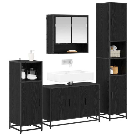 vidaXL Badkamermeubelset met plank 4 pcs Zwart Eiken Bewerkt hout afbeelding3 - 1