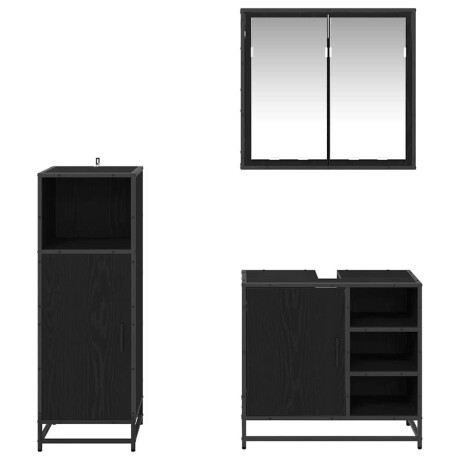 vidaXL Badkamermeubelset met opslag 3 pcs Zwart eiken 65 x 33 x 60 cm afbeelding3 - 1