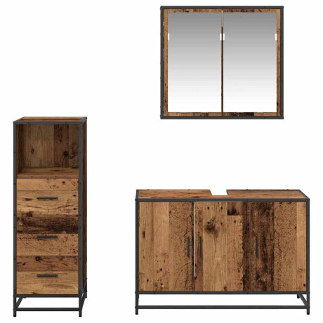 vidaXL Badkamermeubelset 3 pcs Oud hout 90 x 33 x 60 cm Bewerkt hout afbeelding3 - 1