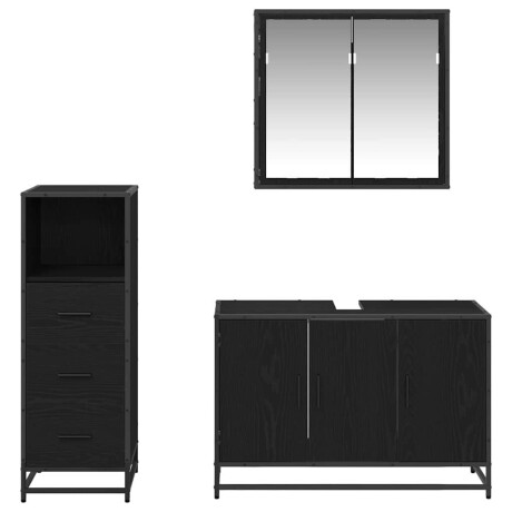 vidaXL Badkamermeubelset met lade 3 pcs Zwart eiken 90 x 33 x 60 cm afbeelding3 - 1