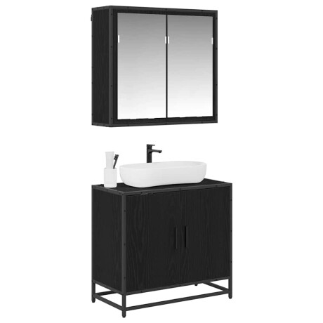 vidaXL Badkamermeubelset met opslag 2 pcs Zwart eiken 65 x 33 x 60 cm afbeelding3 - 1