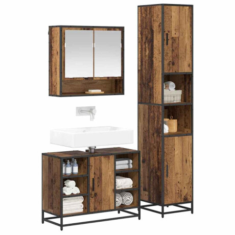 vidaXL Badkamermeubelset met plank 3 pcs Oud Hout Bewerkt hout afbeelding3 - 1
