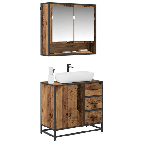 vidaXL Badkamermeubelset met lade 2 pcs Oud Hout Bewerkt hout afbeelding3 - 1