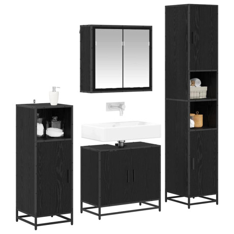 vidaXL Badkamermeubelset met opslag 4 pcs Zwart eiken 65 x 33 x 60 cm afbeelding3 - 1