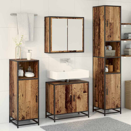 vidaXL Badkamermeubelset 3 pcs Oud hout 65 x 33 x 60 cm Bewerkt hout afbeelding3 - 1