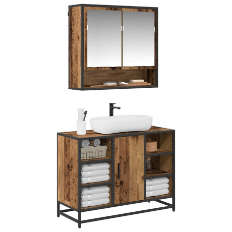 vidaXL Badkamermeubelset met plank 2 pcs Oud Hout Bewerkt hout afbeelding3 - 1