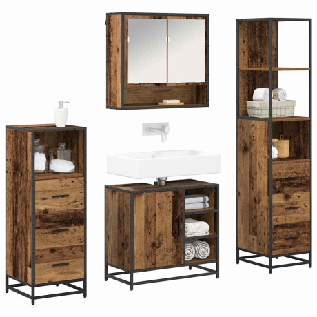 vidaXL Badkamermeubelset 4 pcs Oud hout 65 x 33 x 60 cm Bewerkt hout afbeelding3 - 1