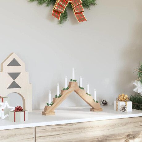vidaXL Kerst Kaars Brug Bruin 39.5 x 5 x 29 cm Massief grenenhout afbeelding3 - 1