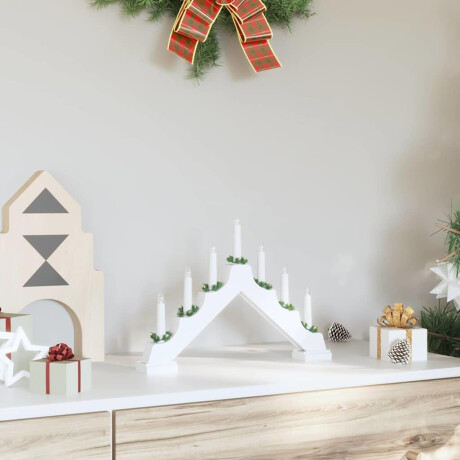 vidaXL Kerst Kaars Brug Wit 39.5 x 5 x 29 cm Massief grenenhout afbeelding3 - 1