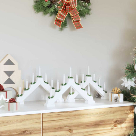 vidaXL Kerst Kaars Brug 3 pcs Wit 39.5 x 5 x 29 cm Massief grenenhout afbeelding3 - 1