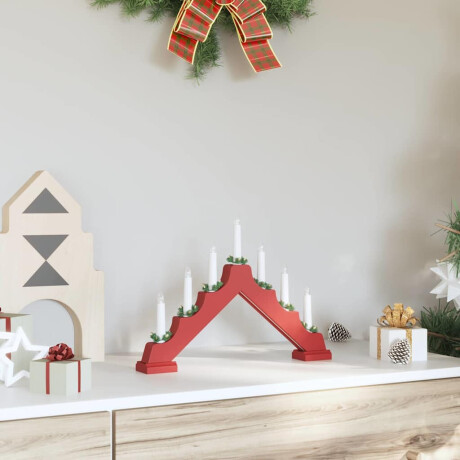 vidaXL Kerst Kaars Brug Rood 39.5 x 5 x 29 cm Massief grenenhout afbeelding3 - 1