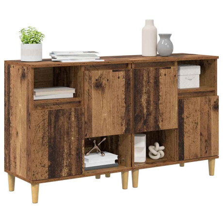 vidaXL Dressoirs 2 pcs Oud Hout 60 x 35 x 70 cm Bewerkt hout afbeelding3 - 1