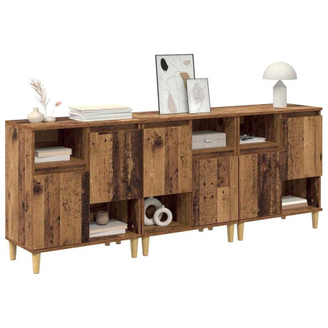 vidaXL Dressoirs 3 pcs Oud Hout 60 x 35 x 70 cm Bewerkt hout afbeelding3 - 1