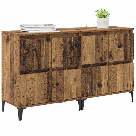 vidaXL Dressoirs 2 pcs Oud Hout 60 x 35 x 70 cm Bewerkt hout afbeelding3 - 1
