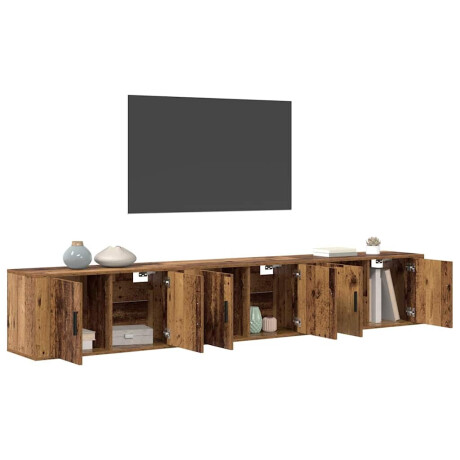 vidaXL Wandtv-kast Set 3 pcs Oud Hout 80 x 34,5 x 40 cm Bewerkt hout afbeelding3 - 1