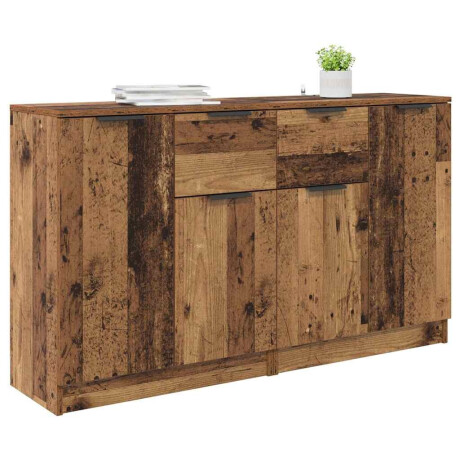 vidaXL Dressoirs met lade 2 pcs Oud Hout 60 x 30 x 70 cm Bewerkt hout afbeelding3 - 1