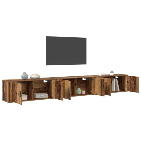 vidaXL Wandtv-kast Set 3 pcs Oud Hout 100 x 34,5 x 40 cm Bewerkt hout afbeelding3 - 1