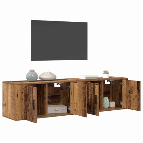 vidaXL Wandtv-kast Set 2 pcs Oud Hout 80 x 34,5 x 40 cm Bewerkt hout afbeelding3 - 1