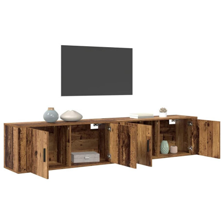 vidaXL Wandtv-kast Set 2 pcs Oud Hout 100 x 34,5 x 40 cm Bewerkt hout afbeelding3 - 1