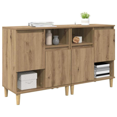 vidaXL Dressoirs 2 pcs Artisan Eiken 60 x 35 x 70 cm Bewerkt hout afbeelding3 - 1