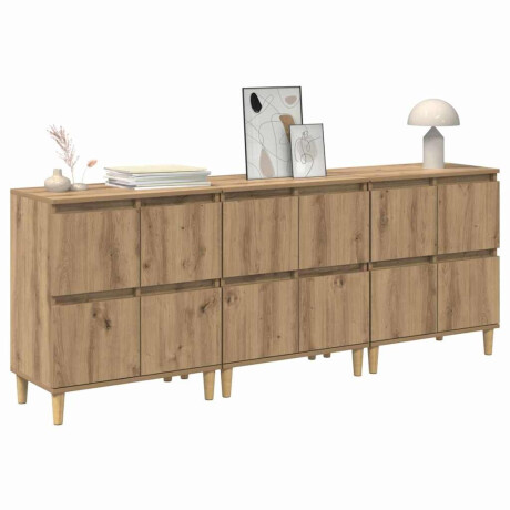 vidaXL Dressoirs 3 pcs Artisan Eiken 60 x 35 x 70 cm Bewerkt hout afbeelding3 - 1