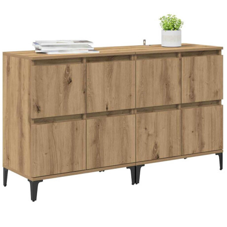 vidaXL Dressoirs 2 pcs Artisan Eiken 60 x 35 x 70 cm Bewerkt hout afbeelding3 - 1