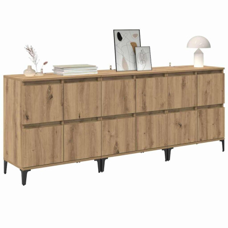 vidaXL Dressoirs 3 pcs Artisan Eiken 60 x 35 x 70 cm Bewerkt hout afbeelding3 - 1